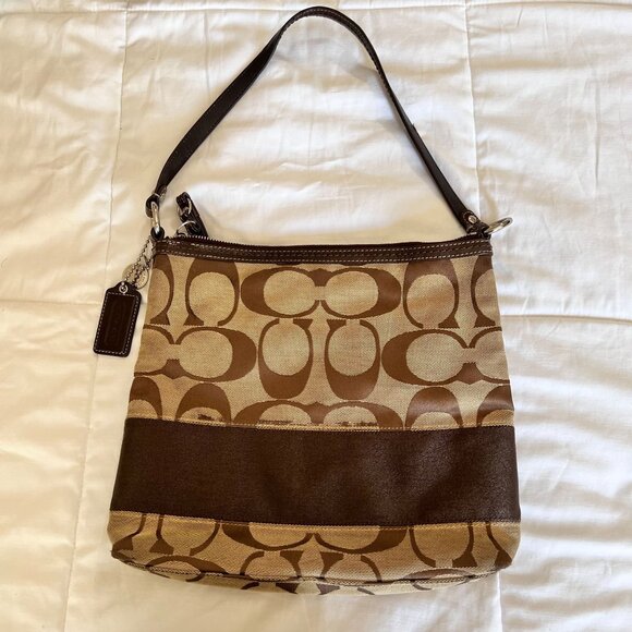 Coach Signature C Shoulder Purse Brown - Picture 1 of 17